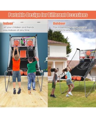Foldable Double Electronic Basketball Game with 4 Balls Indoor