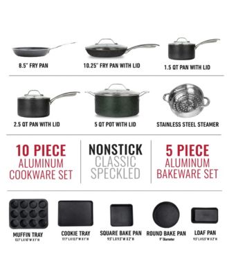 15-Piece Ultra-Durable Non-Stick Diamond Infused Cookware and Bakeware Set