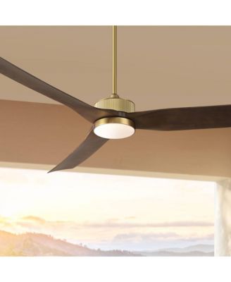 60" Montage Modern Indoor Outdoor Ceiling Fan 3 Blade LED Light Remote Control Soft Brass Finish Bedroom Damp Rated