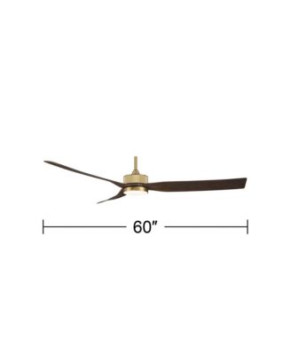 60" Montage Modern Indoor Outdoor Ceiling Fan 3 Blade LED Light Remote Control Soft Brass Finish Bedroom Damp Rated