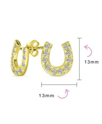 Lucky Equestrian CZ Stud Earrings Horseshoe Sterling