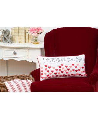 Valentine's Day "Love Is In The Air" Embroidered Accent Pillow, 12" x 24"