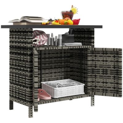 Wicker Storage Cabinet, Outdoor Buffet Cabinet