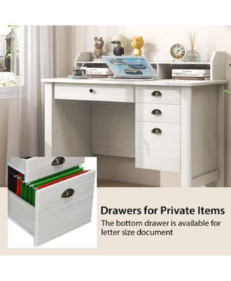 Vintage Computer Desk with Storage Shelves and 4 Drawer