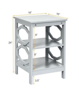 2 Pieces 3-tier Nightstand Sofa Side End Accent Table Storage Display Shelf