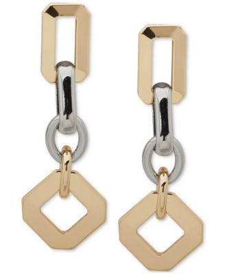 KARL LAGERFELD PARIS - Two-Tone Faceted Geometric Linear Drop Earrings