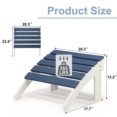 Outdoor Adirondack Ottoman - Weather-Resistant HDPE Patio Footrest for Ultimate Relaxation