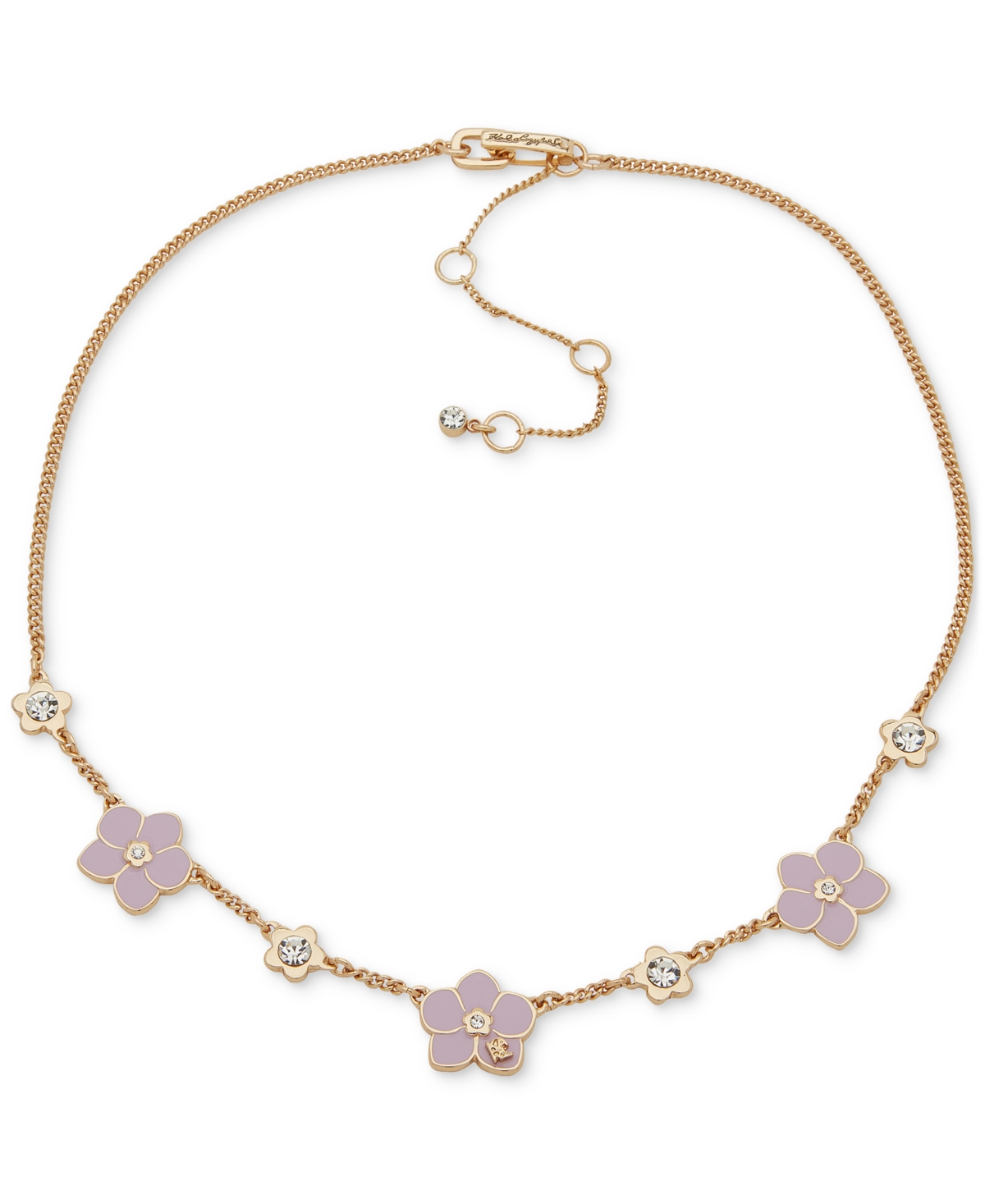 Karl Lagerfeld Gold-tone Crystal & Color Flower Statement Necklace, 16" + 3" Extender In Pink