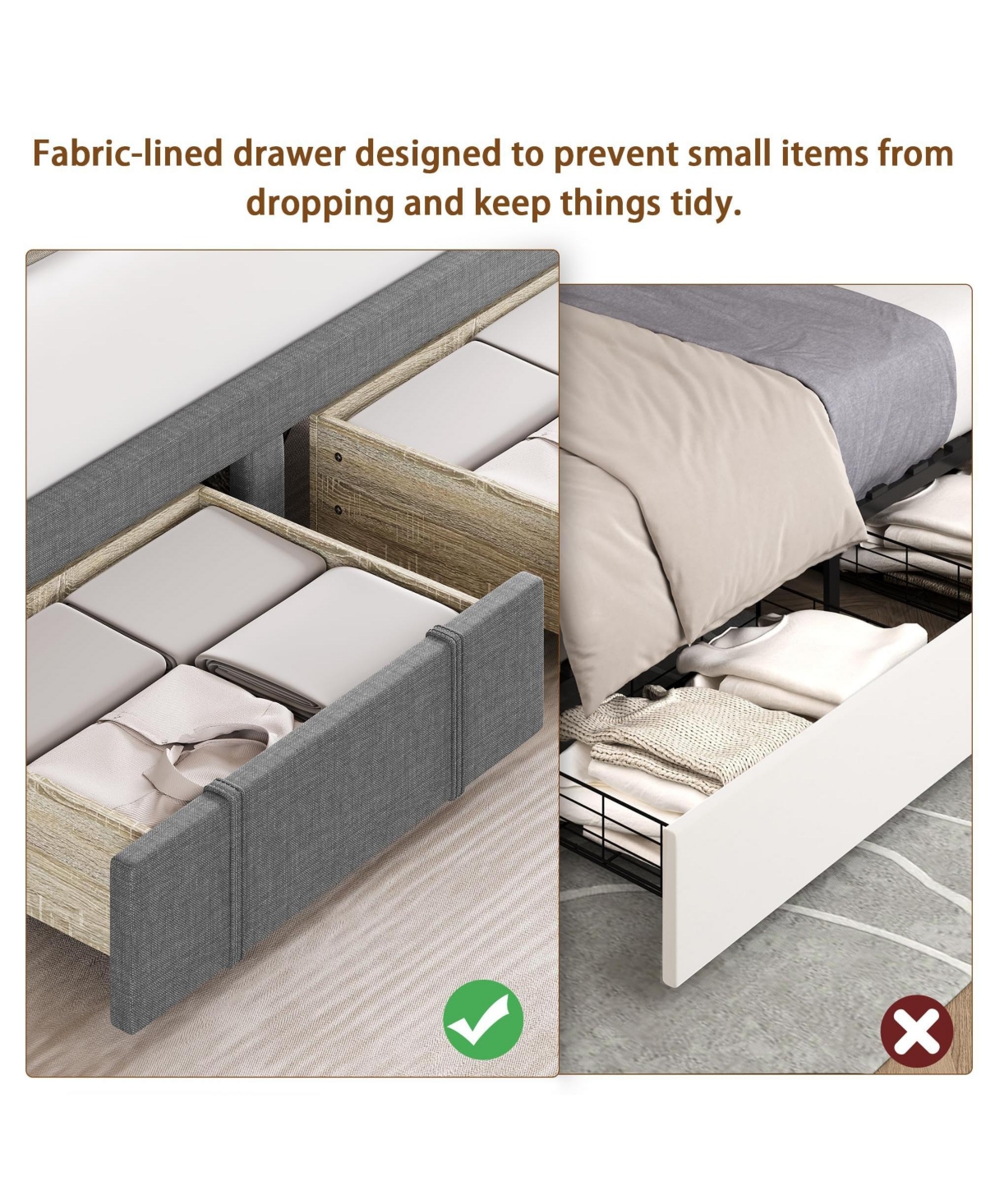 gaomon Full Size Bed Frame with 2 Storage Drawers