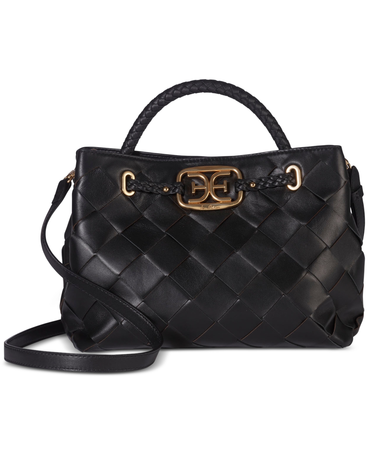 SAM EDELMAN CLEO SMALL WOVEN LEATHER SATCHEL 