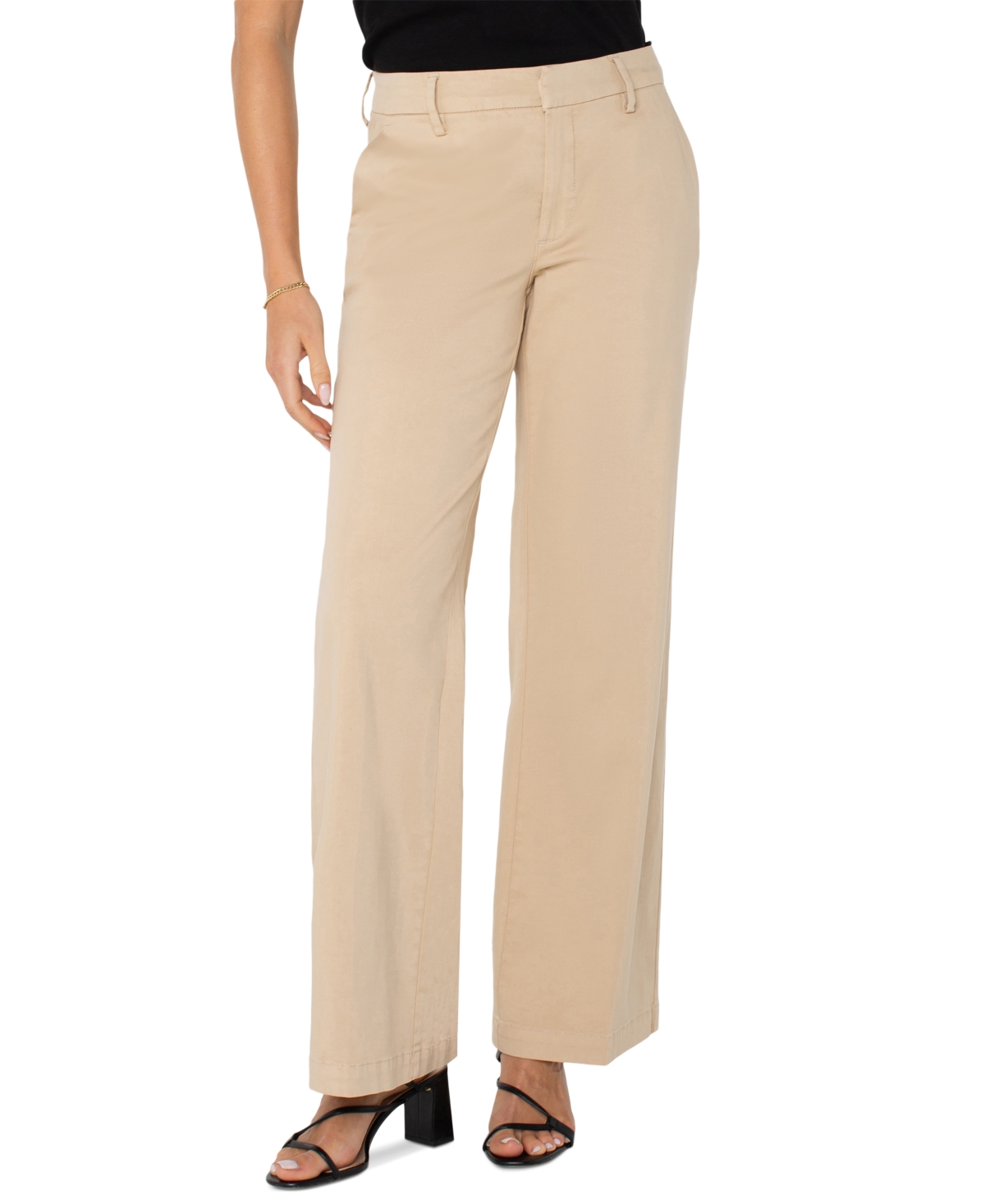 Shop Liverpool Los Angeles Petite Kelsey Wide-leg Pants In Cappuccino