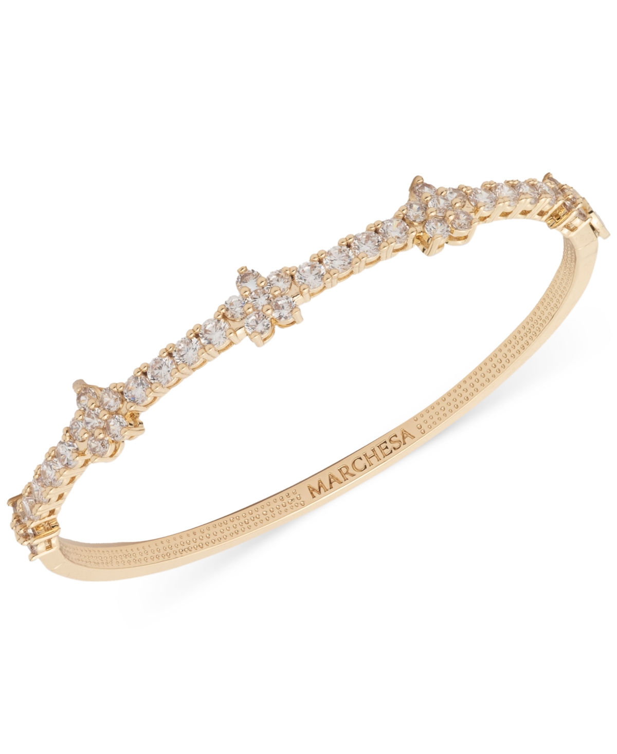 MARCHESA CUBIC ZIRCONIA FLOWER BANGLE BRACELET 