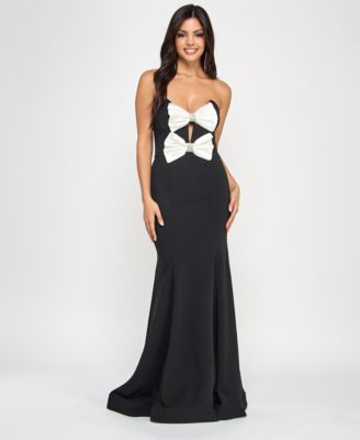City Studios - Juniors' Scuba Rhinestone-Bow Gown