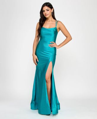 City Studios Juniors' Glitter Draped Lace-Up Gown, Created for Macy's -  Macy's