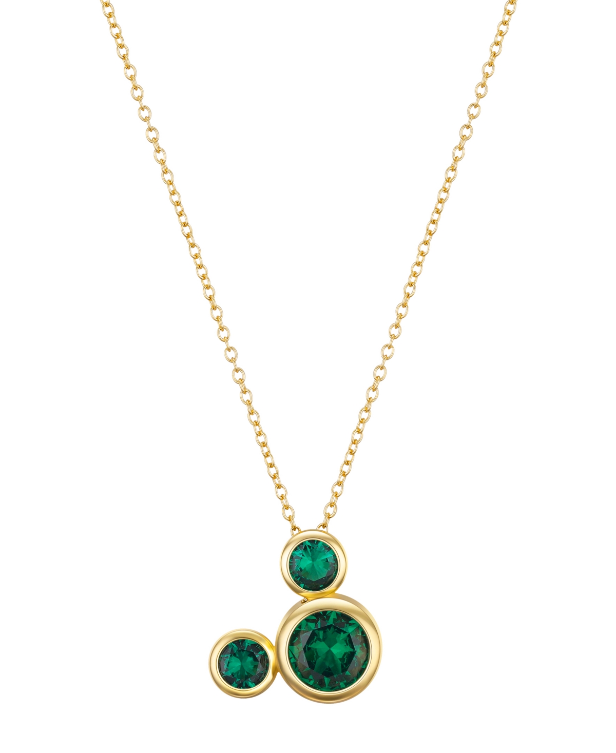 Disney Cubic Zirconia Mickey Mouse Dream Birthstone Pendant Necklace In Gold,emerald