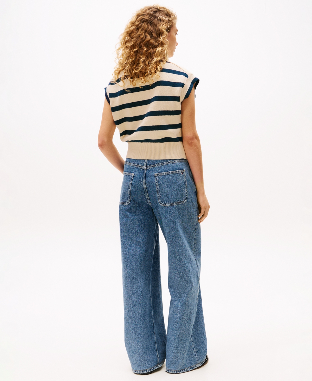 Tommy Hilfiger X Sofia Richie Grainge Roll-neck Top In Dark Night Navy Stripe