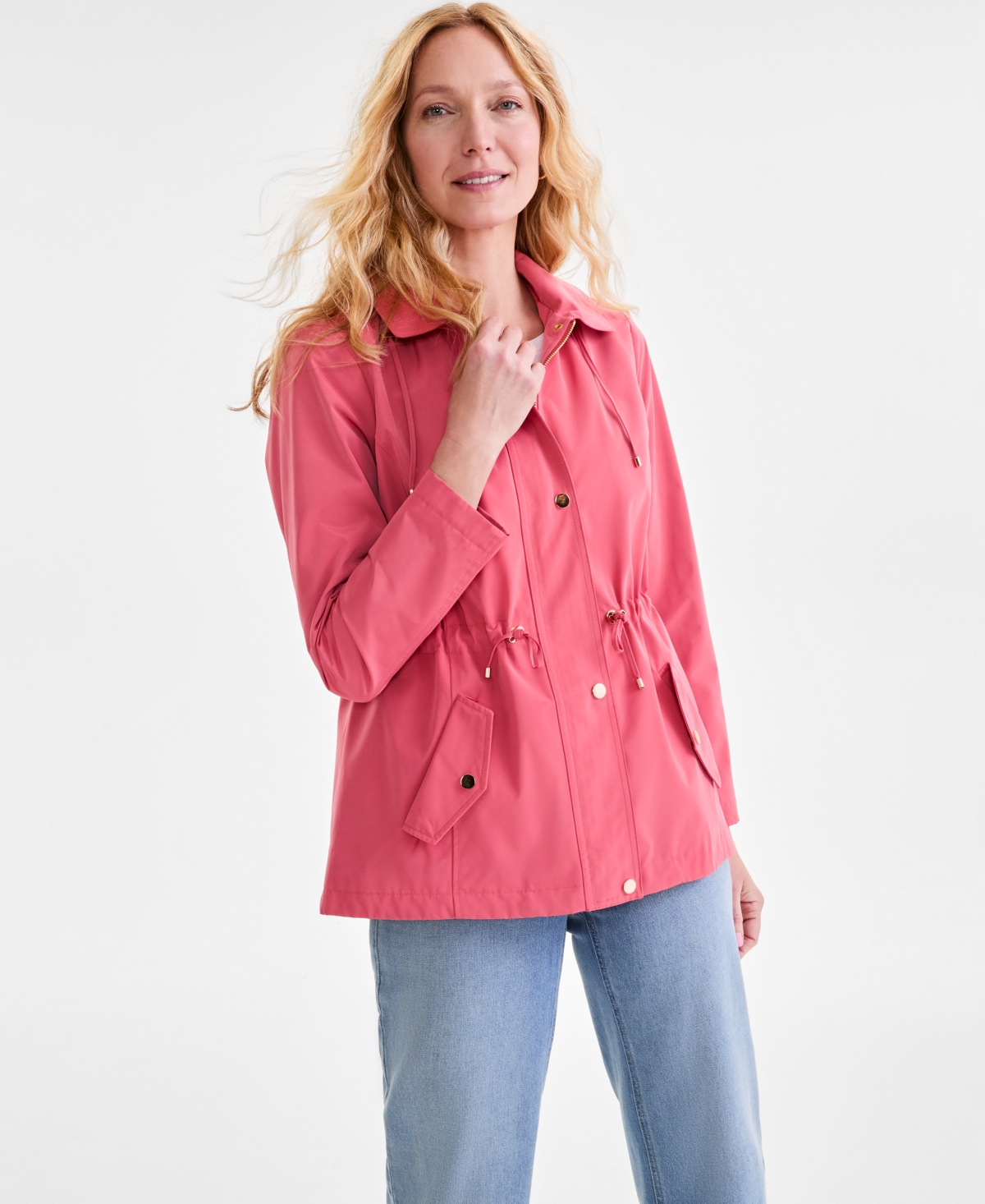 Style & Co Women's Hooded Anorak, Created For Macy's In Red Granite