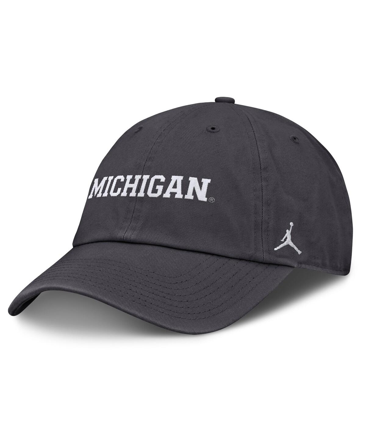 JORDAN MEN'S CHARCOAL MICHIGAN WOLVERINES CAMPUS CLUB ADJUSTABLE HAT 
