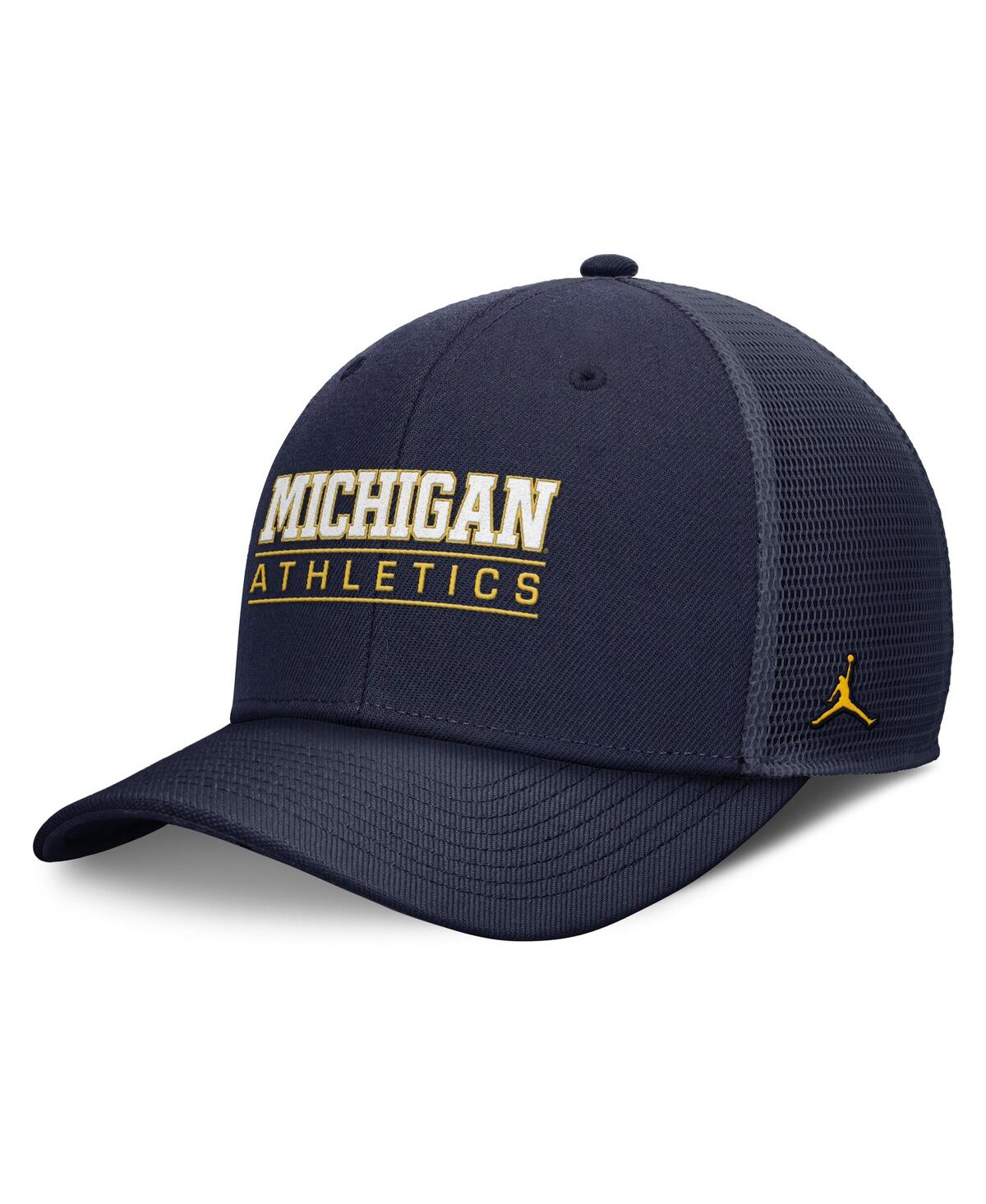 JORDAN MEN'S NAVY MICHIGAN WOLVERINES RISE ADJUSTABLE HAT 