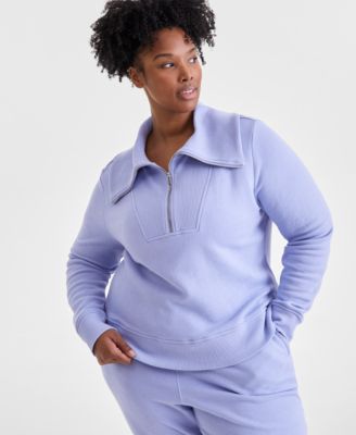 ID Ideology - Plus Size Shawl-Collar Quarter-Zip Top