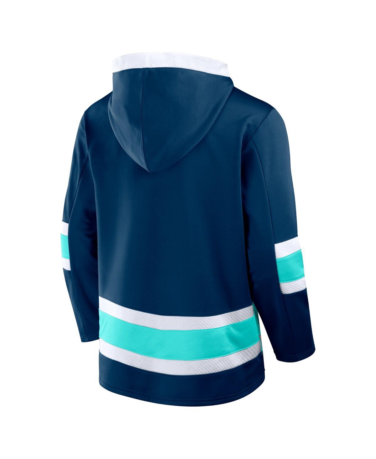 FANATICS MEN'S DEEP SEA BLUE SEATTLE KRAKEN INSIDE LINE FLEECE PULLOVER HOODIE