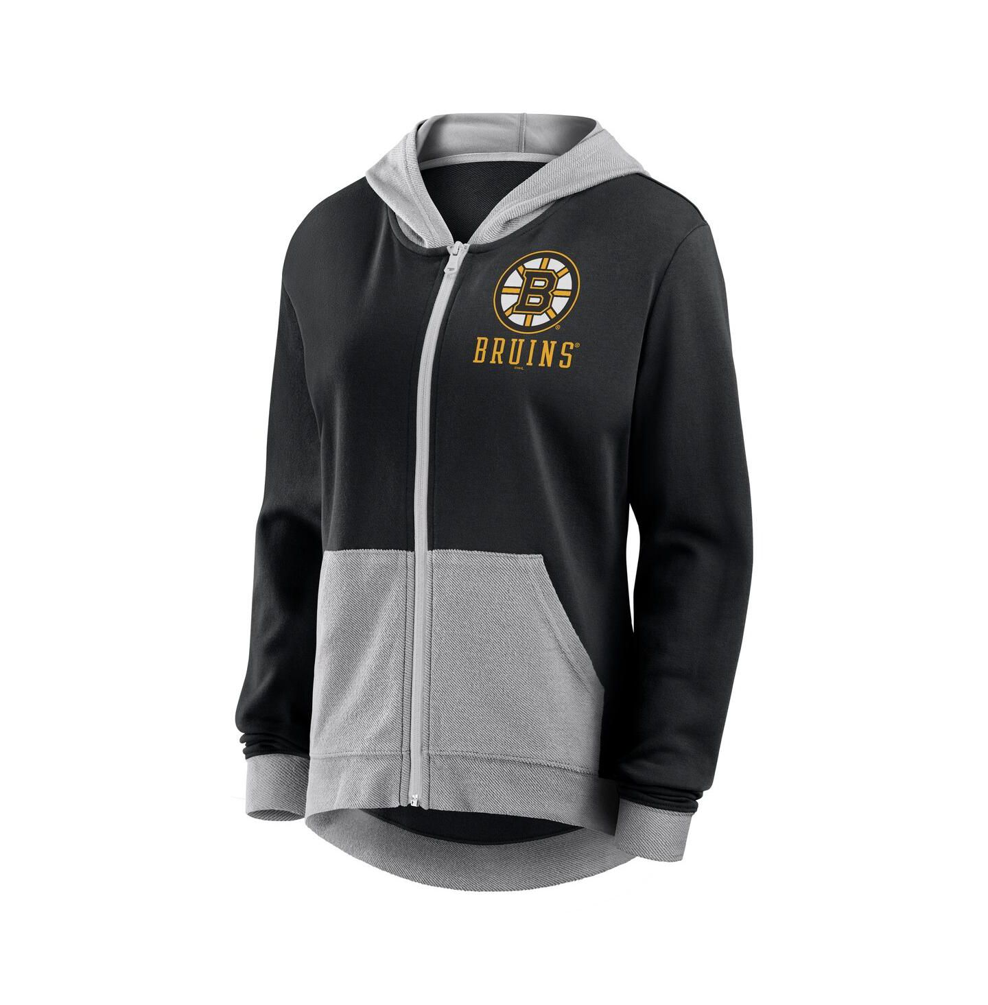 Женское худи Logo Athletic Black Boston Bruins Hit It French Terry Full-Zip — фото 3