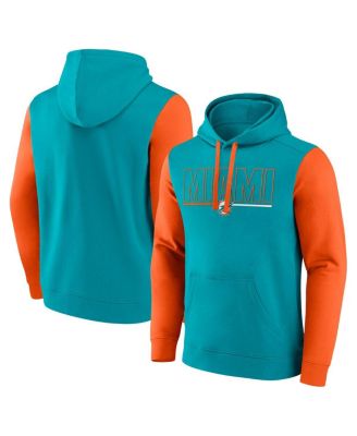 Fanatics - Men's Aqua/Orange Miami Dolphins Outline Pullover Hoodie