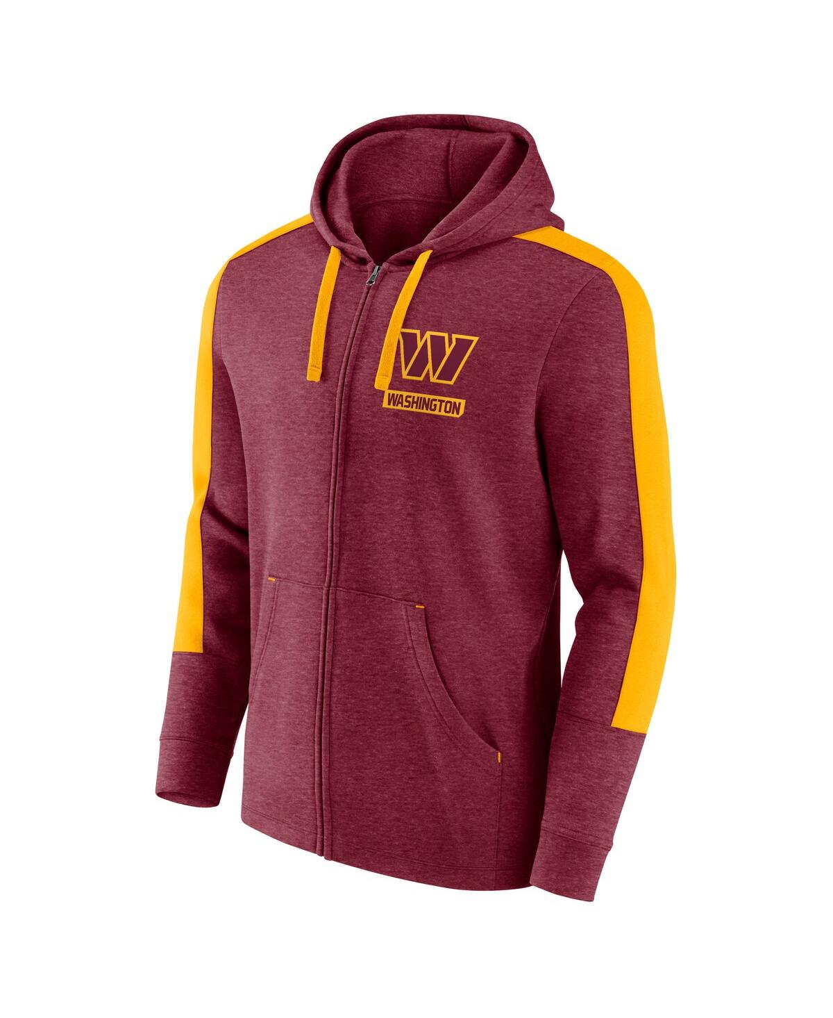 FANATICS MEN'S HEATHER BURGUNDY WASHINGTON COMMANDERS GAINS FULL-ZIP HOODIE