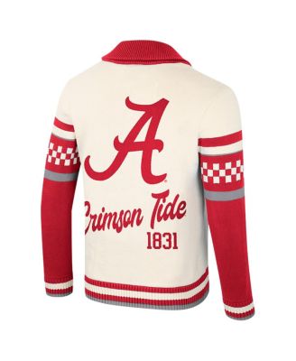 Women's Cream Alabama Crimson Tide Wild Collective Button-Up Jacquard Sweater