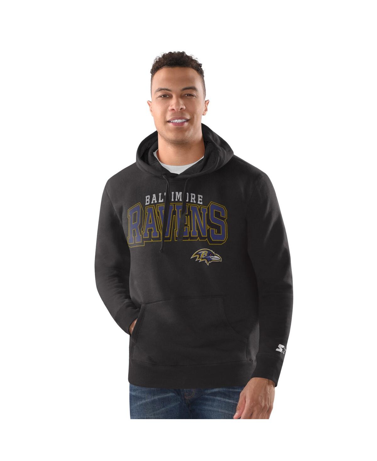 Starter Men's Black Baltimore Ravens Vintage Pullover Hoodie In Black