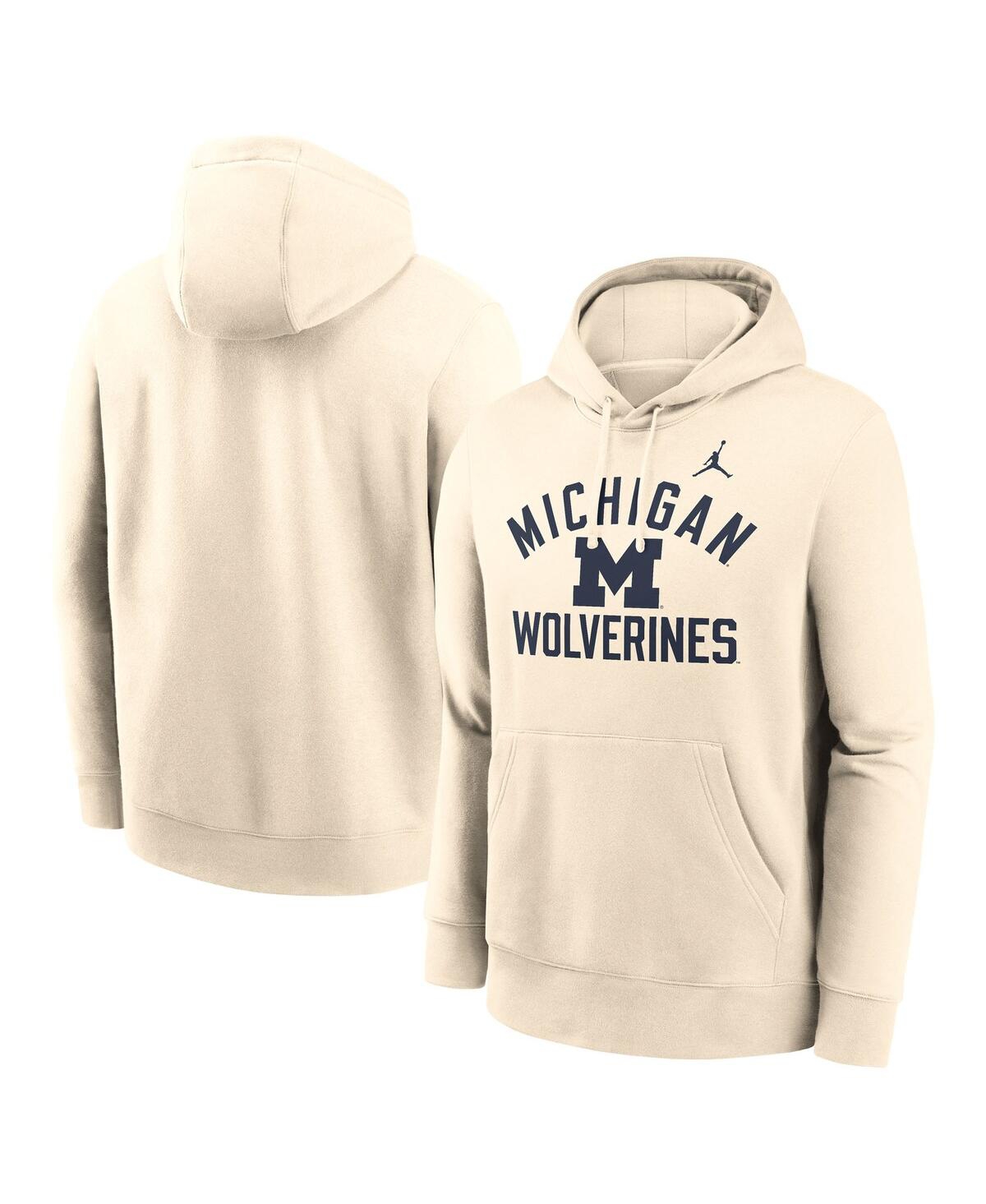 Shop Jordan Men's Cream Michigan Wolverines Arch Logo Pullover Hoodie