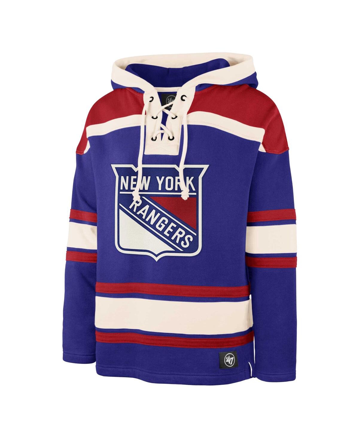 47 BRAND MEN'S IGOR SHESTERKIN BLUE NEW YORK RANGERS PLAYER NAME NUMBER LACER PULLOVER HOODIE