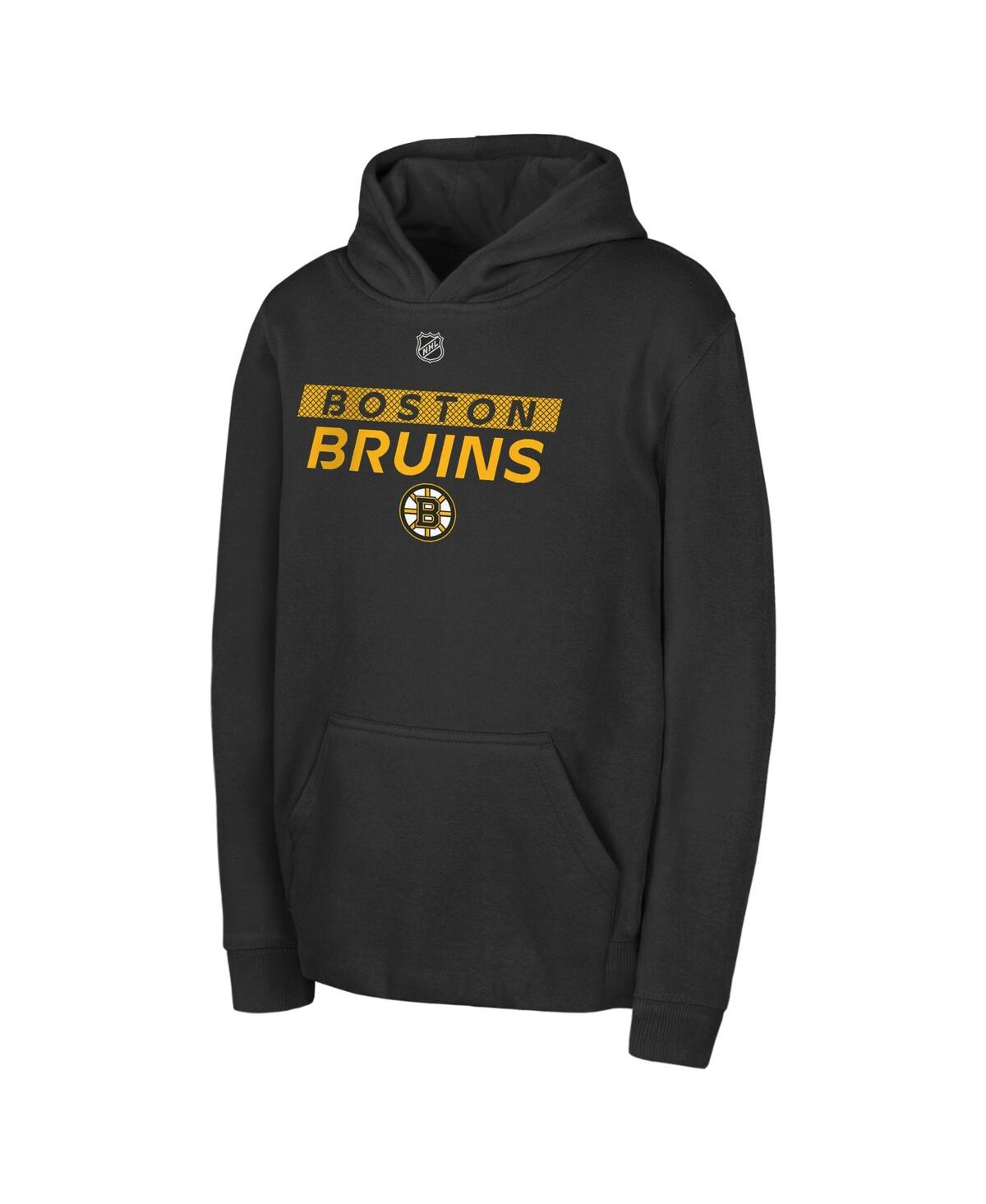 Outerstuff Big Boys And Girls Black Boston Bruins Authentic Pro Wordmark Fleece Pullover Hoodie In Black