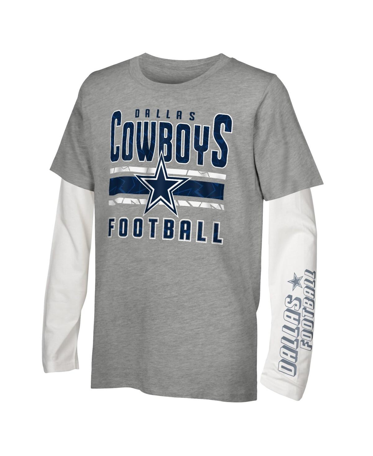 Outerstuff Big Boys And Girls Dallas Cowboys In The Mix T-shirt Combo Set In Gray,white