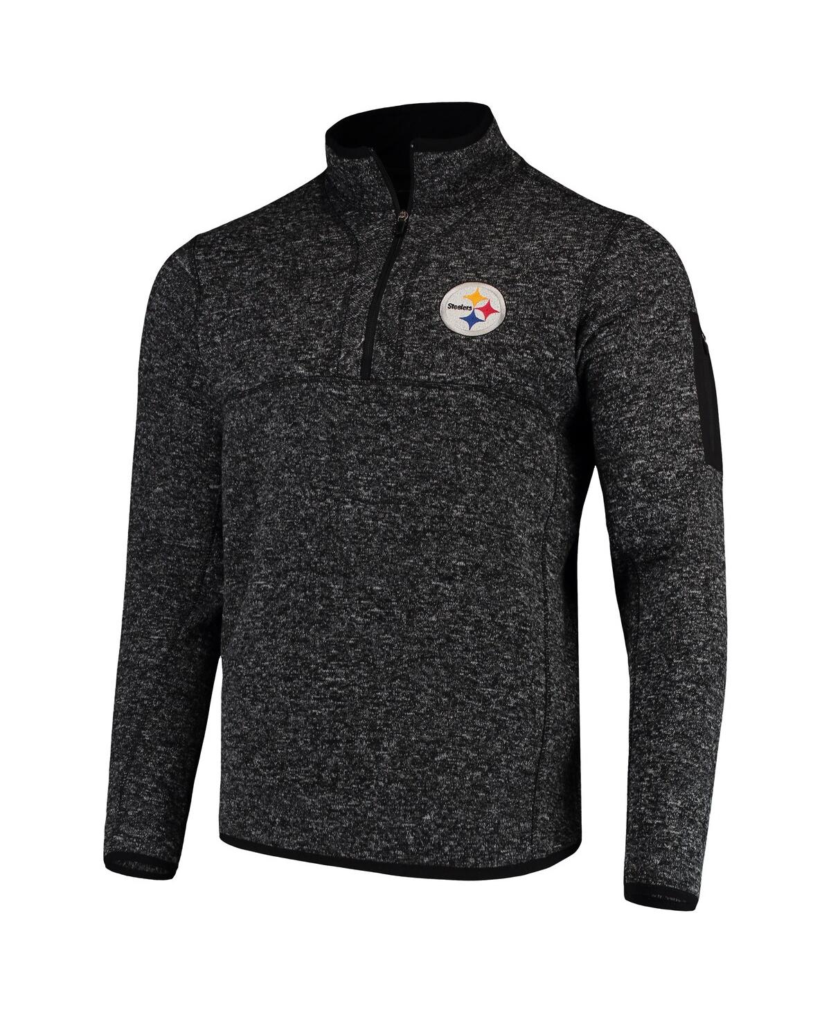 Men's Heather Black Pittsburgh Steelers Fortune Quarter-Zip Pullover Jacket - Heather Black