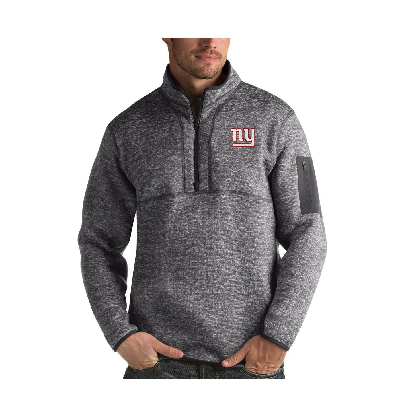 Мужская куртка Antigua Charcoal New York Giants Fortune Quarter-Zip Pullover — фото 1