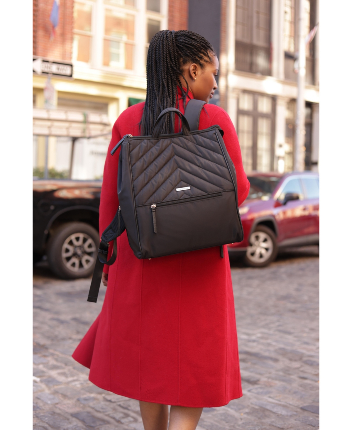 Minkeeblue Convertible Organizational Amber Backpack With Lunch Bag In Black