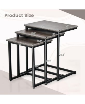3 Pieces Multifunctional End Table Set
