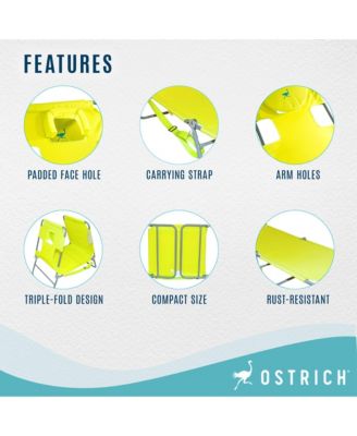 Chaise Lounge, Facedown Beach Camping Pool Tanning Chair, Lime Green