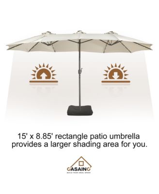 Outdoor Double-Sided Patio Umbrella with Base 36 LED Light Market Umbrella with Cover