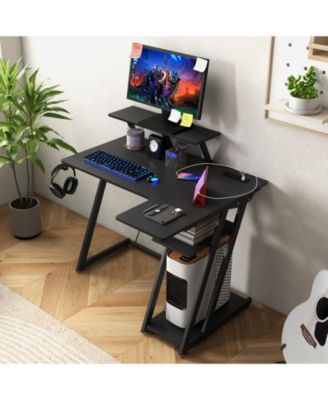 L Shaped Gaming Desk with Outlets and USB Ports
