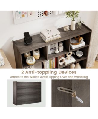 3-Tier Open Bookcase 8-Cube Floor Standing Storage Shelves Display Cabinet