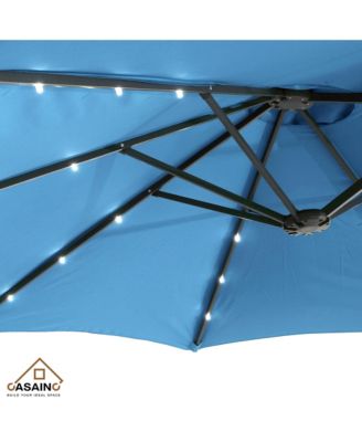 Outdoor Double-Sided Patio Umbrella with Base 36 LED Light Market Umbrella with Cover