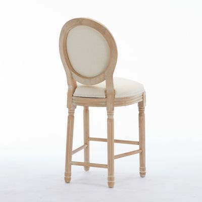 Set of 2 Counter Stools – Solid Wood French Country Chairs with Upholstered Cushions and Backrest