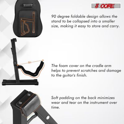 Guitar Stand 2PC A Frame w Soft Foam Arm Non Slip Rubber for Acoustic Electric Bass