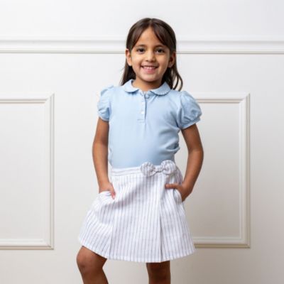 Toddler Girls Linen Pull-On Pleated Bow Skort