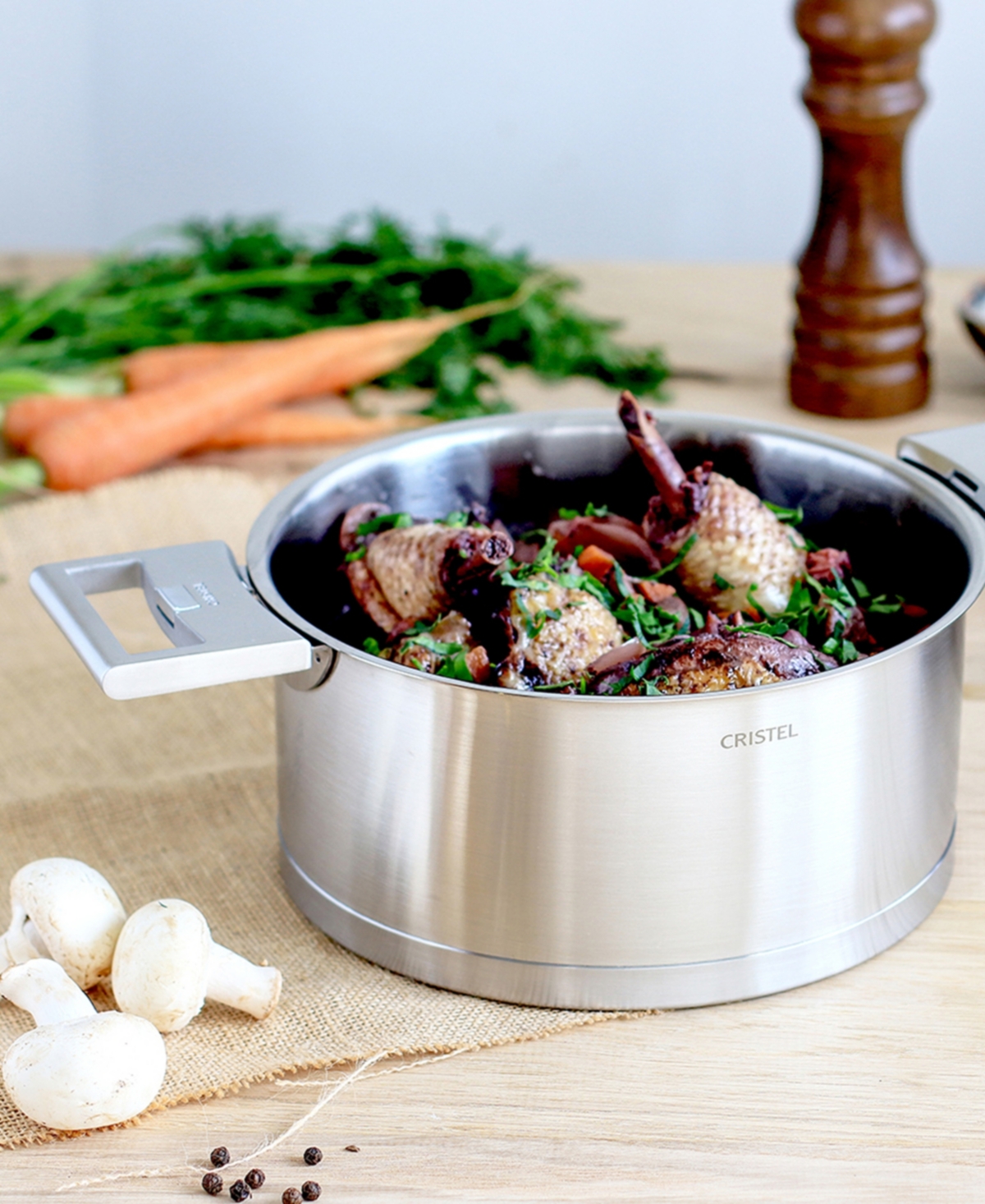 Cristel Stainless Steel 1 Quart Strate Saucepan With Lid In Silver
