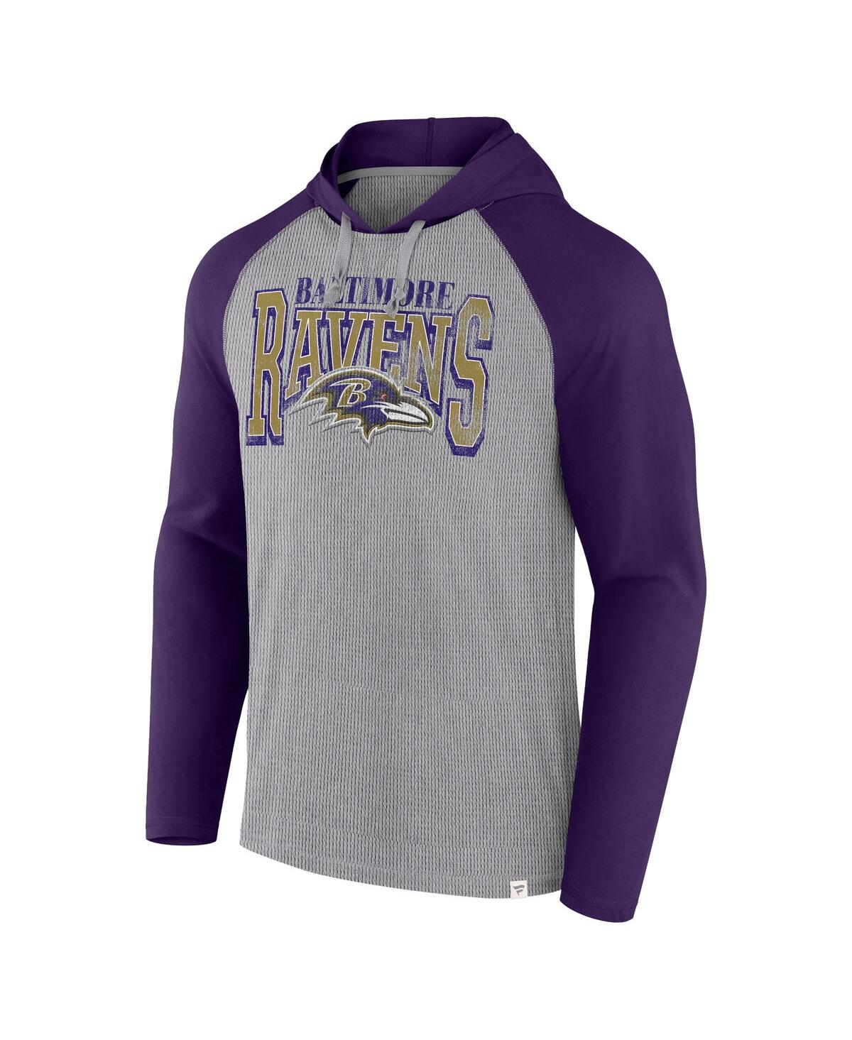 Fanatics Men's Gray/purple Baltimore Ravens Under Center Long Sleeve Hoodie T-shirt In Gray,purple