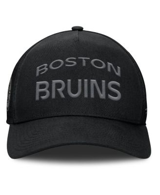 Men's Black Boston Bruins Authentic Pro Road Stack Text A-Frame Adjustable Hat
