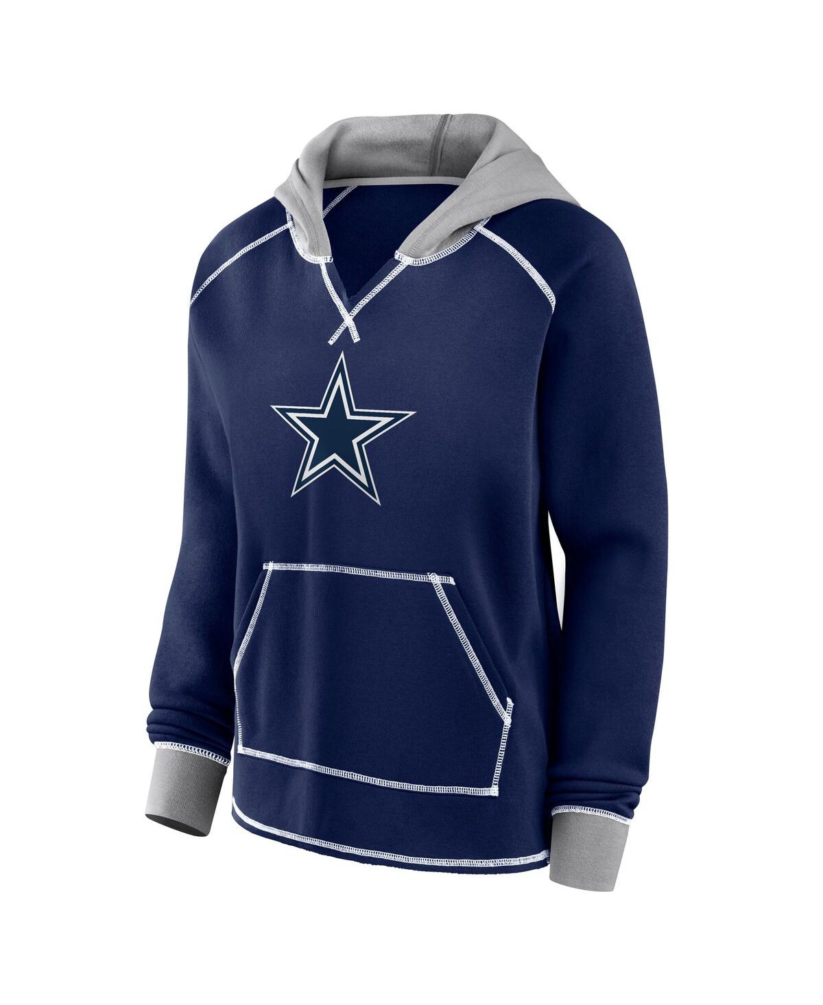 Logo Athletic Women's Navy Dallas Cowboys Boom Fleece Pullover V-neck Hoodie In Navy